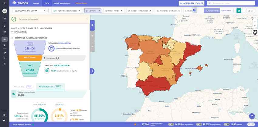 mapa del censo Horeca a nivel estatal