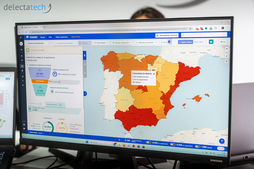 pantalla de ordenador mostrando datos de inteligencia de mercado horeca